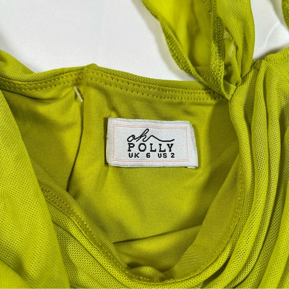 Oh Polly Asymmetric Cowl Neck Cut Out Crop Top in Green Size 2 - Picture 5 of 5